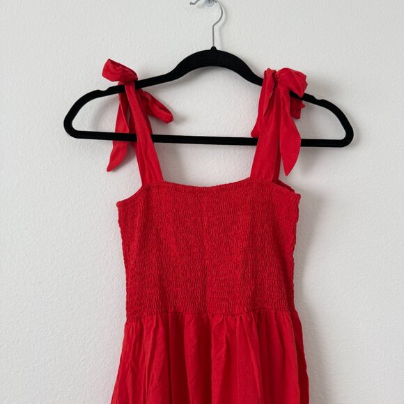 PinkBlush Red Smocked Tie Strap Maxi Dress Size S - Picture 2 of 4